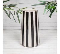 Black & White Striped Tall Or Round Ceramic Glazed Flower Vases (24797) - Tall