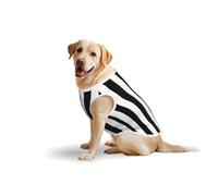 Black & White Stripeprint Large Pets Vest Breathable Sleeveless Tank Top Cozy Lightweight Walks Travel T-Shirt