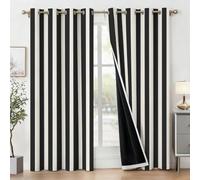 Black White Stripes Curtains 108 Drop, 2 Panels, 90x108 Inch