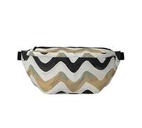 Black White Stripes Print Bumbag Large Fanny Pack, Crossbody Waist Bag with Adjustable Strap Chest Bag for Hiking Travel Fitness and Daily Carry