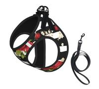 Black White Stripes Red Rose Flowers Compact Pet Suspender Vest-The Perfect Small Pet For A Comfortable Walk
