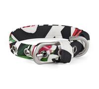Black White Stripes Red Rose Flowers Dog Collar with Buckle Adjustable Martingale Pet Collars Cute Female Male Puppy Collar Soft Waterproof Cat Collars for Small Medium Dogs