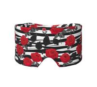 Black White Stripes Red Rose Flowers Print Eye and Ear Muffs for Adults Kids Sleeping Travel Home Office Aid for Restful Nap