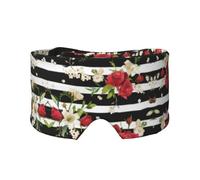 Black White Stripes Red Rose Flowers Print Sleep Eye and Ear Muffs Mask - Soft & Breathable, Ideal for Travel, Meditation, and Nighttime Use