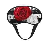 Black White Stripes Red Rose Flowers Sleep Mask for Side Sleeper Eye Mask for Sleeping Light Blocking Sleep Eye Mask for Women Men Adjustable Elastic Strap Travel Nap Blackout Eye Shade Cover
