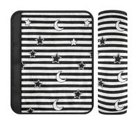 Black White Stripes Stars Moon 2 pcs Seatbelt Shoulder Strap pad Release Stress to Your Neck and Shoulders for Van funda para cinturón de carro