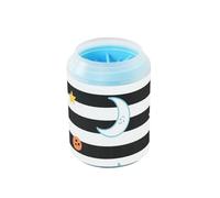 Black White Stripes Sun Moon Star Reusable Pet Foot Cleaner with Silicone Brush Soft Pets Bathing Brush for Small Medium Large Breed Dogs/Cats