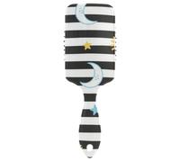 Black White Stripes Sun Moon Star smooth hair brush blow Designed scalp massage for hair growth with Ergonomic handle cepillo para cabello rizado