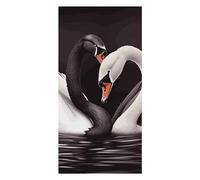 Black White Swan Love Heart Beach Towels Extra Large, Quick Dry Absorbent Multipurpose, Oversized Beach Towel, Sand Free Foldable Lightweight, Travel Towel, For Beach Pool Camping Travel Vacation, 63x