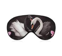 Black White Swan Love Heart Blackout Sleep Eye Mask, Ventilated Fabric, Adjustable Wearing Style, Zero Pressure Sleeping Mask Soft Skin Friendly Eyeshade for Women Men