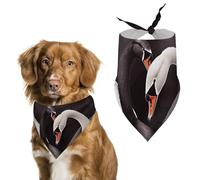Black White Swan Love Heart Dog Bandanas Adjustable Bib Handkerchief Party Pet Decorations Cute Dog Triangle Scarfs for Small Medium Puppy Cat Costume Accessory