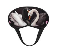 Black White Swan Love Heart Sleep Mask for Side Sleeper, Blackout Sleep Eye Mask Comfortable Blindfold Eyeshade Soft Breathable Sleeping Mask with Elastic Strap Silk Eye Covers for Travel