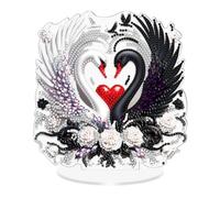 Black White Swans Diamond Art Painting Ornaments Kit, Single Sided Acrylic Decor with Sparkling Rhinestones, 5D Full Drill Tabletop Art for Desktop, Office, Bedroom, Unique Home Decor Gift