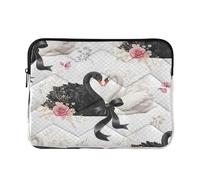 Black White Swans Laptop Bag Case, Protective Padded Laptop Case 15.6 Inch for Women
