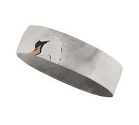 Black White Swans Sports Sweatband 15" Polyester Hairband Absorbent Quick-Dry Headband for Running, Yoga