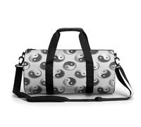 Black White Tai Chi Sport Duffel Bag Gym Bag Weekend Overnight Bag for Travel Camping Hiking Beach 45x23x23cm