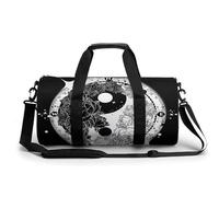 Black White Tai Chi Sport Duffel Bag Gym Bag Weekend Overnight Bag for Travel Camping Hiking Beach 45x23x23cm