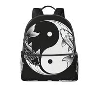 Black White TaiChi Backpack-Lightweight Travel Daypack with Laptop Sleeve