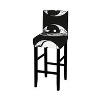 Black White TaiChi Bar Stool Cover-Stretchy Chair Slipcover for Kitchen