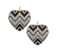 Black White Tan Zigzag Christmas Tree Ceramic Hanging Bauble Personalised Xmas Baubles Cute Christmas Ornaments Gifts For Kids Family Friends