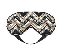 Black White Tan Zigzag Comfortable Sleeping Aid Soft Eye Mask Adjustable Blackout Cover Reversible Night Rest