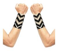 Black White Tan Zigzag Elastic Wrist Support, Sports Wristband For Basketball Tennis Golf Gym Workout, 2 Pack