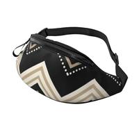 Black White Tan Zigzag Fanny Pack for Men Women, Waterproof Sports Waist Bag Fashion Belt Bag Crossbody Bags Hip Bum Bag with Adjustable Strap Large Sling Bag Purse for Travel Hiking