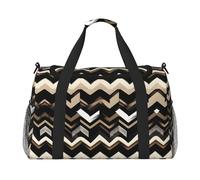 Black White Tan Zigzag print Weekender Overnight Carry On Bag Gym Luggage Bag Duffel Bag for Travel Women, Black, One Size