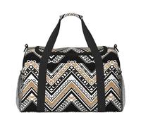 Black White Tan Zigzag Travel Duffel Bag Weekend Bag Weekender Overnight Carry On Hand Bag Workout Sport Hospital