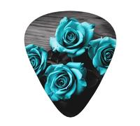 Black White Teal Gray Rose Flowers 12 Pack Guitar Plectrums With Storage Case, 0.46/0.71/0.96mm, Including Thin, Medium Thick Guitar Plectrums For Electric Guitars Bass Ukulele