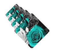 Black White Teal Gray Rose Flowers 4 Pcs Car Air Freshener Lavender Hanging Scented Cards Automotive Scented Hanging Sheets Square For Car Home Office Closet Bathroom