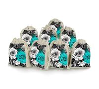 Black White Teal Gray Rose Flowers 8 PCS Muslin Bags with Drawstring Sachet Bags Empty Small Cotton Drawstring Bag Muslin Reusable & Washable Cotton Bag for Herb Spice Candy Soap Jewelry Wedding Gift