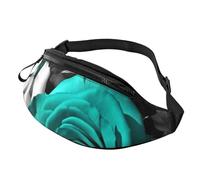 Black White Teal Gray Rose Flowers Fanny Pack for Men Women Crossbody Waist Bag Waterproof Sports Belt Bag Outdoor Hip Pack