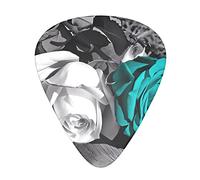 Black White Teal Gray Rose Flowers Guitar Picks - Guitar Accessories - Guitar Picks For Acoustic Guitar Electric Guitar Bass Guitar For Men Women Professional Guitarist Musicians And Beginner