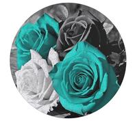 Black White Teal Gray Rose Flowers Jigsaw Puzzle Challenging Round Animals Puzzle Wooden Jigsaw Puzzles for Adults Families 195 PCS