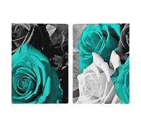 Black White Teal Gray Rose Flowers Passport Holder, ID Card Protector Case Passport Holder with Slot Passports Travel Wallet Document Cover for Women And Men