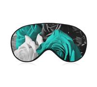 Black White Teal Gray Rose Flowers Sleep Mask for Women Men Side Sleeper Eye Cover with Adjustable Strap Soft Breathable Blackout Mask Slip-Free Deep Sleeping Travel Essentials