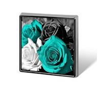 Black White Teal Gray Rose Flowers Square Lapel Pins Backpack Pin Cute Brooch Decoration Brooches for Women Men Fashion Button Badges for Hat Backpacks Purses Jackets Shirt Suit