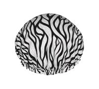 Black White Texture Print Pattern Printed Double Layer Lined Shower Cap,Shower Caps For Women Reusable