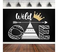 Black White Theme First Birthday Party Background Banner Gold Crown Chirld Wild One Booth Photography Backdrop Photo Studio 180X120cm