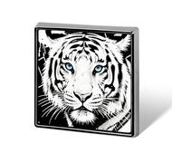 Black White Tiger Brooch Pin, Unisex Square Lapel Pin for Men & Women, Elegant Metal Badge for Hats Jackets Shirts, Versatile Fashion Accessory