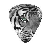 Black White Tiger Print,12 Pcs Guitar Pick,3 Different Thickness Plectrums for Acoustic Guitar Bass Ukulele (0.46mm 0.96mm 0.71mm)