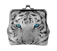 Black White Tiger, PU Leather Coin Purse, Small Wallets, Change Pouch with Kiss Lock Clasp Buckle, Change Purse