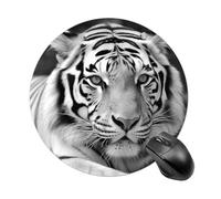 Black White Tiger Round Mouse Pad 7.8 Inch, Portable Gaming Mouse Mat with Non-Slip Rubber Base & Smooth Surface, Waterproof Mousepad for PC, Laptop, Computer, Office, Home