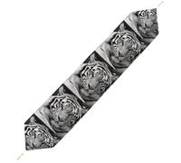 Black White Tiger Table Runner for Dining Table, Short Plush Runners Washable & Durable Tablerunner Modern Home Decor for Wedding, Kitchen, Holiday 200*33cm