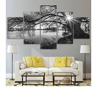 Black White Tree River Poster 5 pieces of canvas printing 5 panel canvas print wall art 5 canvas paintings canvas wall art painting pictures for Living Room Bedroom Home Decorations