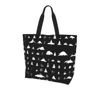 Black & White Trees Print Large Women Tote Bag,Stylish Waterproof Ladies Shoulder Bag, Folding Beach Travel Bag for Work,Shopping