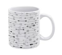 Black White Tribal Ethnic with Arrows Native American Style on White Funny White Ceramic Mug, Novelty Tea Coffee Cup 11 Oz, Gifts for Mom/Daughter/Son/Father on Birthday/Christmas/Anniversary