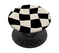 Black & White Trippy Checker Checkerboard Trendy Phone PopSockets Adhesive PopGrip
