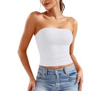 Black White Tube Top for Women Strapless Bandeau Crop Sleeveless Backless Basic Tank Going Out Summer Outfits Support
